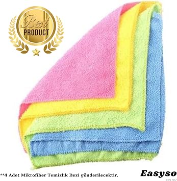 Easyso Pro Multi-Surface Microfiber Cleaning Cloths | Colorful 4’ Pack | Glass, Premium Microfiber Towels for Cleaning Kitchen, Bathroom, Automotive, Consumables and Products
