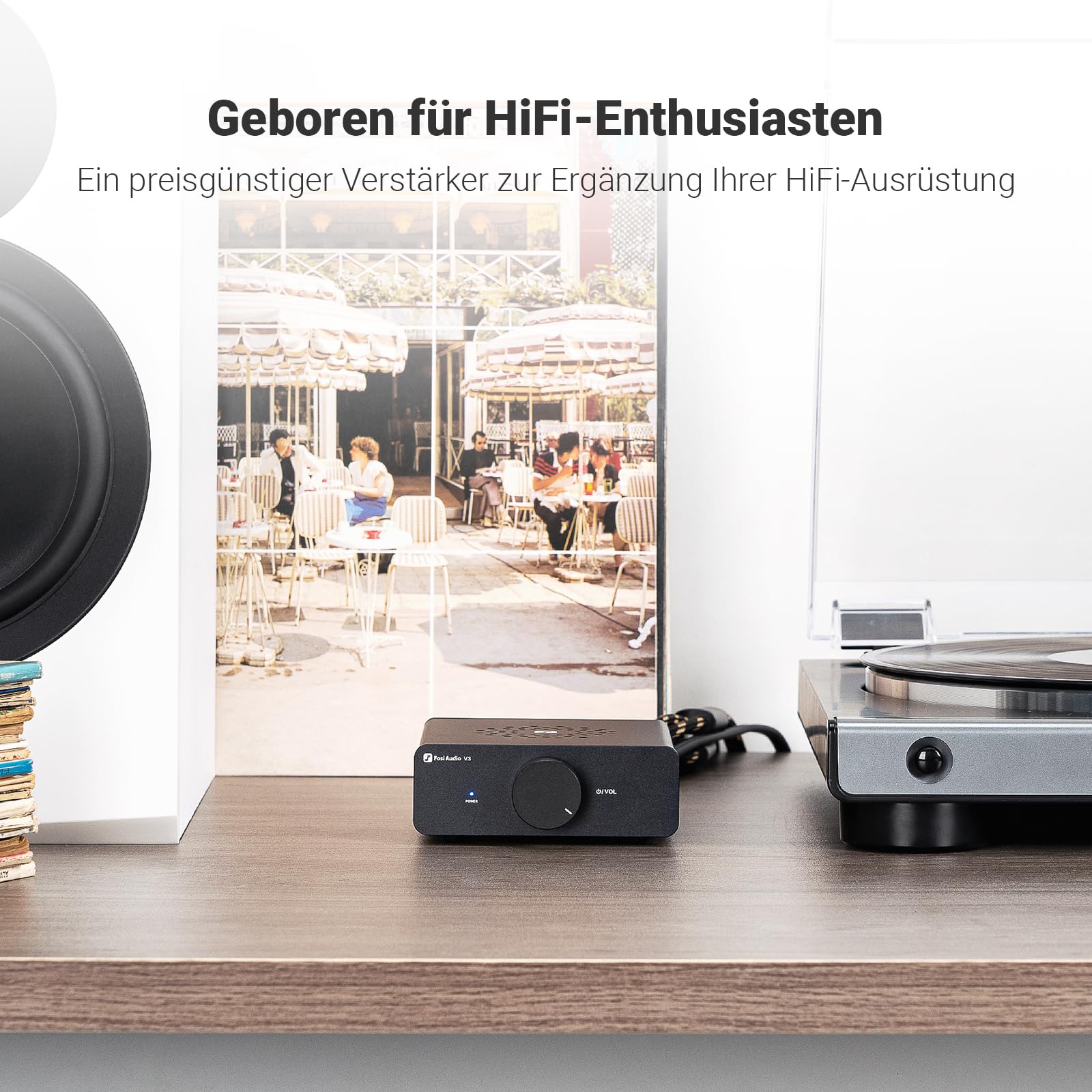 Fosi Audio V3 Hi-Fi Verstärker TPA3255 Klasse D 300 W x 2 Amp 2.0-Kanal-Stereo-Mini-Kompakt-integrierter digitaler Desktop-Verstärker für Heim-Audio Passive Regallautsprecher mit 32-V-Stromversorgung
