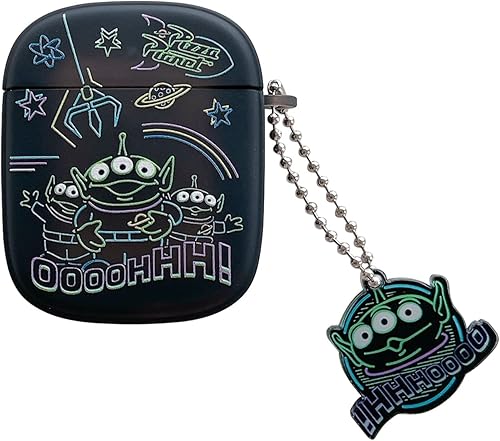 Miniatura 10 de Funda de TPU suave con dije de cadena de cuentas para Apple AirPods Pro AirPodsPro 2019 Espacio Exterior Aliens Color Negro Pixar Disney Anime