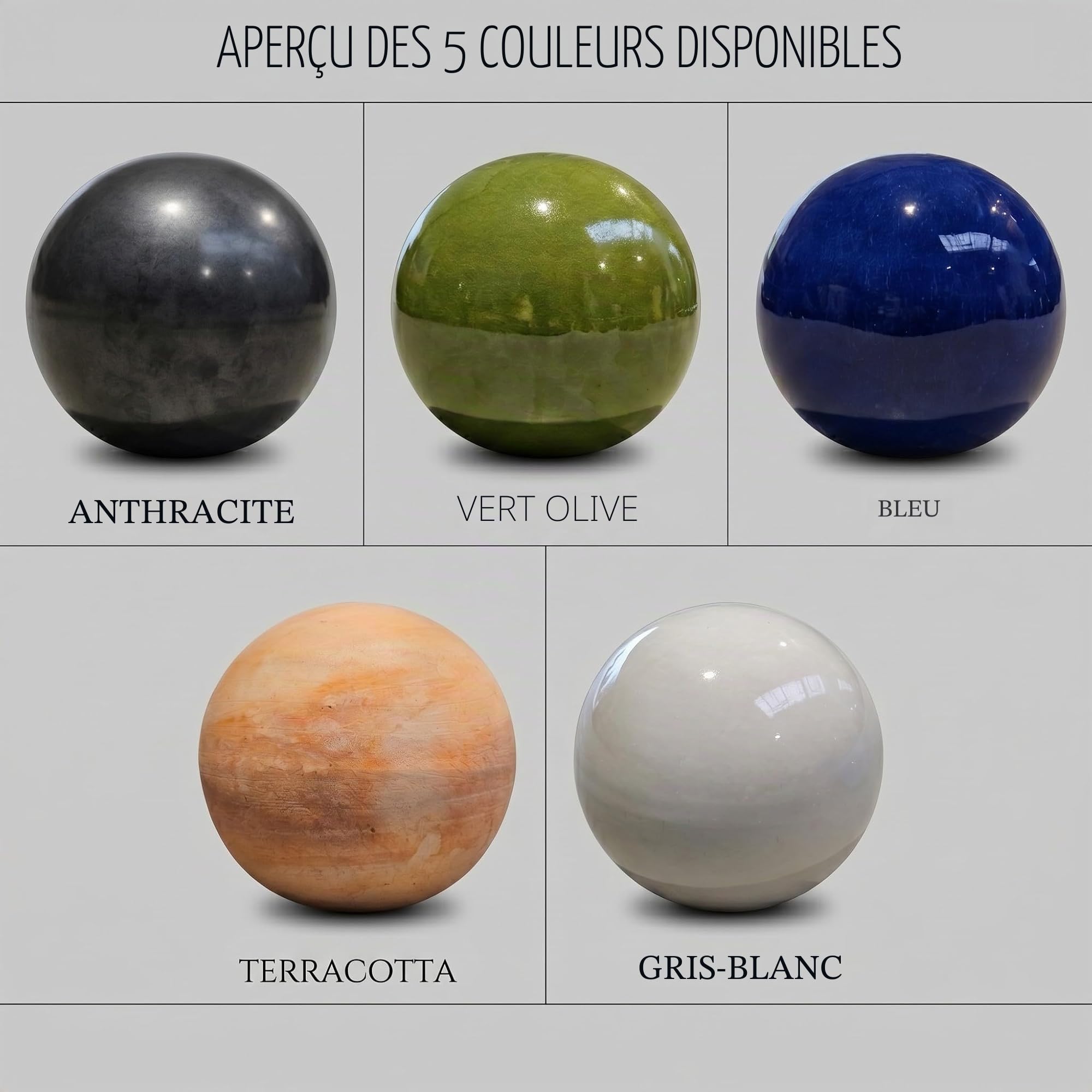 teramico Boule décorative de Jardin émaillée – Bleu, Vert, Anthracite, Turquoise, céladon – Très Haute qualité résistante au Gel et aux intempéries - en grès (28 cm, Bleu)
