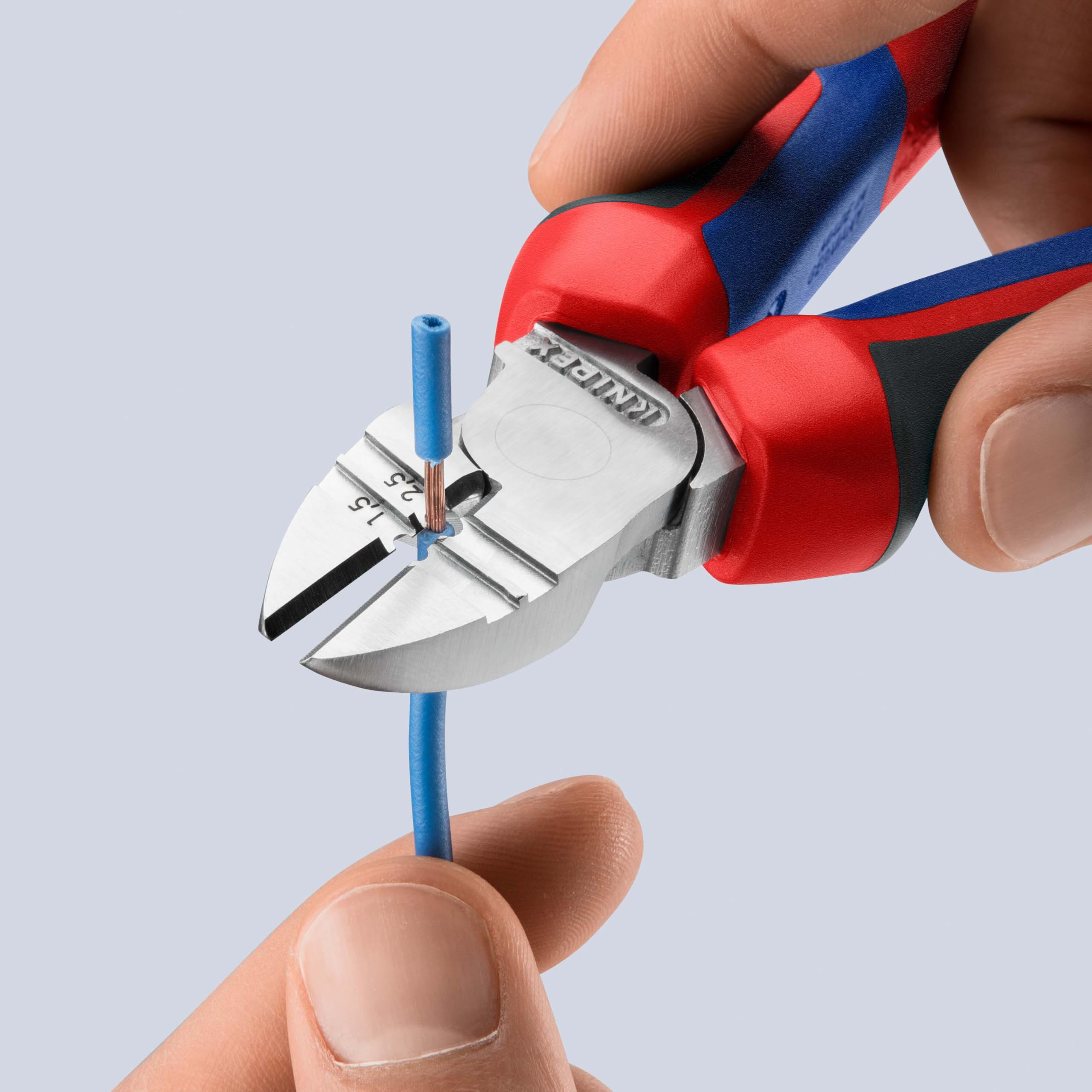 KNIPEX Alicates de corte diagonal con función de pelacables cromado con mangos confort 160 mm, 14 25 160