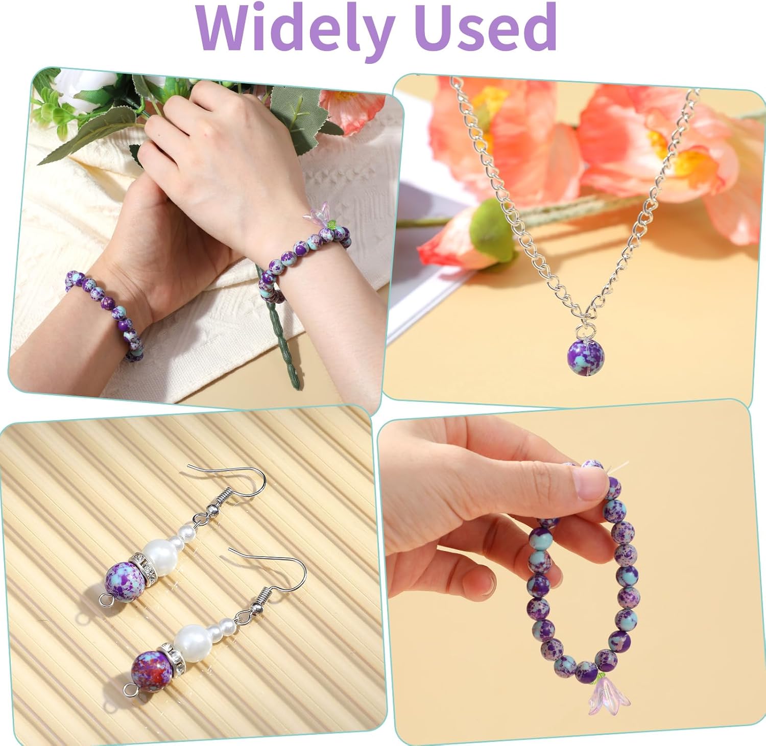 92 Pcs 8mm Natural Stone Beads, Dragon Vein Agate Beads for Jewelry Making and Crafting DIY, Chunky Purple-Blue Gemstone Bead, Imperial Jasper Round Loose Bead - Image 3