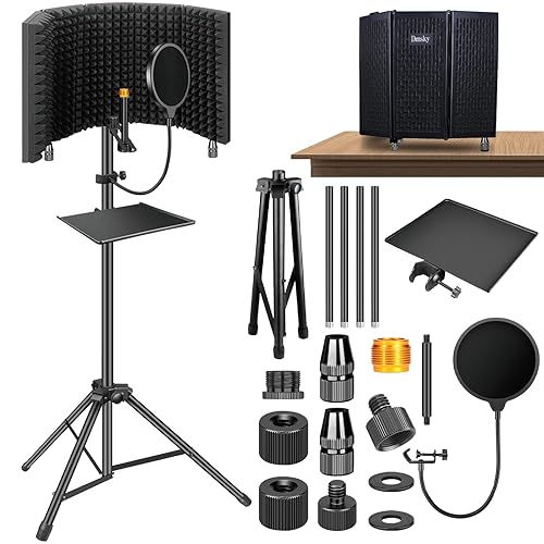 Dmsky Microphone Isolation Shield with Pop Filter & Tripod Stand,