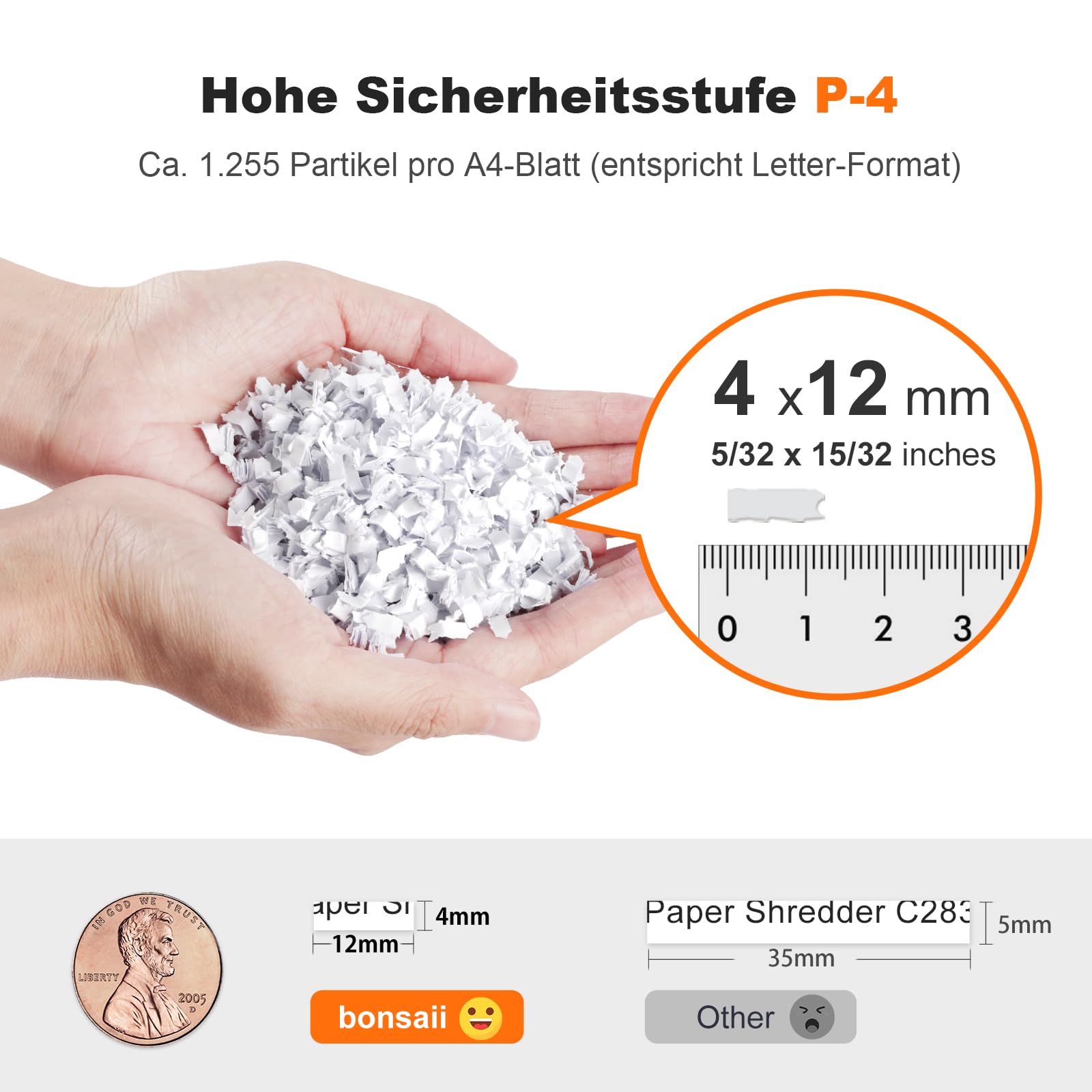 Bonsaii Aktenvernichter mit automatischem 200-Blatt-Einzug, 60 Min Dauerbetrieb, DIN P-4 Mikroschnitt, 31L herausziehbarer Behälter, leise (58 dB) & energiesparend – ideal fürs Büro, C283 | leiser ≤58dB mit 60 Min. Dauerbetrieb und 31L Behälter für Büro u