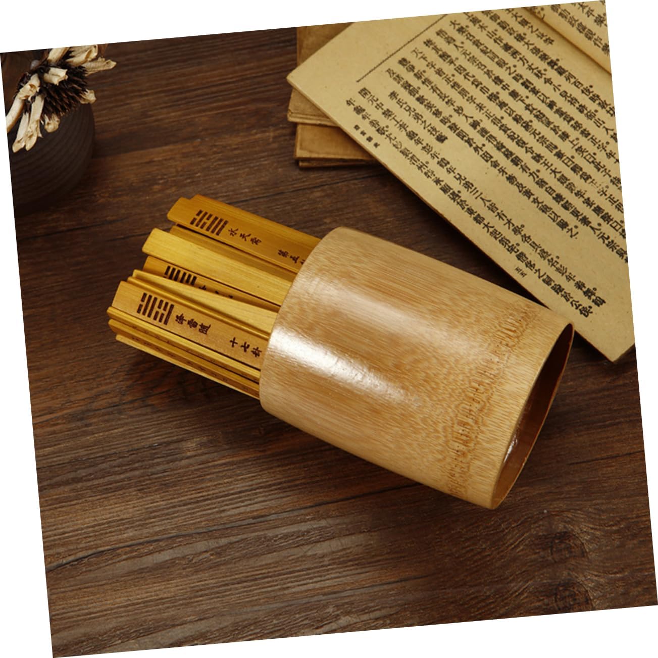 Totority Bamboo Hexagram Fortune Telling Sticks Set of 64 Sticks for Chinese Divination Game Home Entertainment