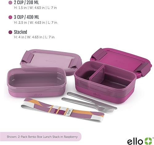 Miniatura 3 de Ello 2-Pack Lunch Stack Plastic Food Storage Container Bento Box with Airtight