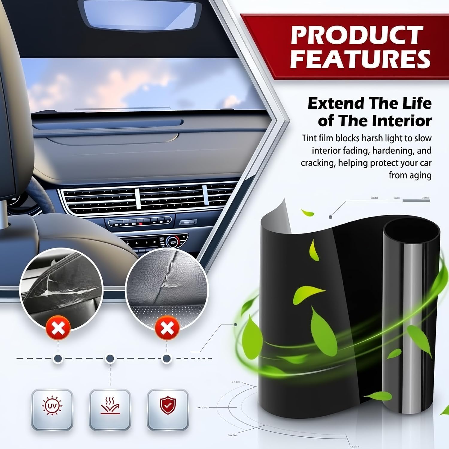 59.06"×8.07" Windshield Tint Strip,2026 New 5% VLT Car Tints for Window Reduces Glare & Heat Protection,Cuttable Sun Strip for Car Windshield Kit Cars Accessories
