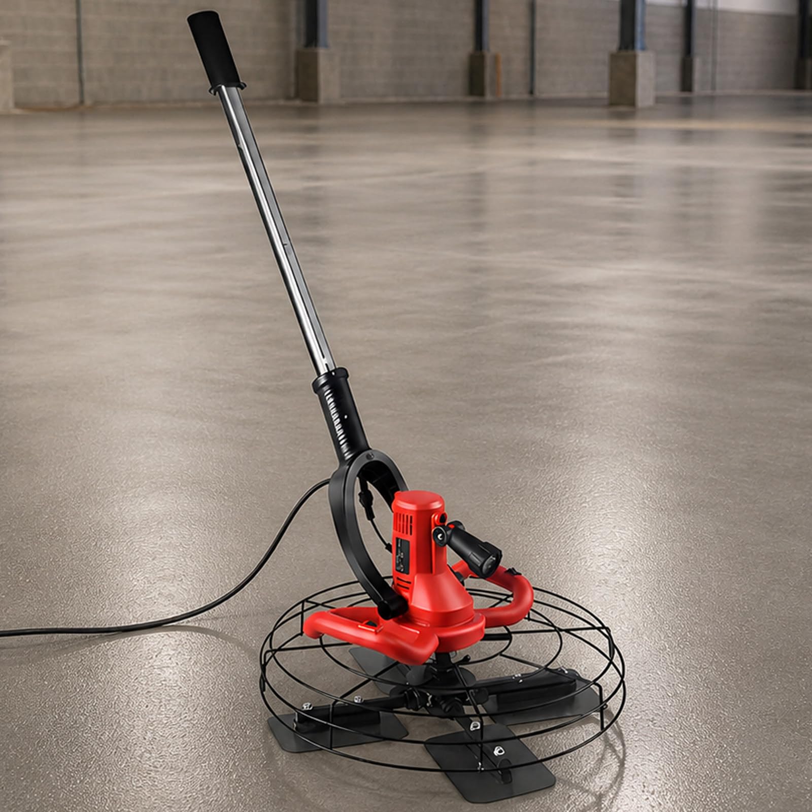 Elektryczna kielnia do betonu z drążkiem przedłużającym 130 cm, wytrzymała końcówka zaprawy 1680 W, 6-biegowa regulacja do polerowania sufitu i ścian