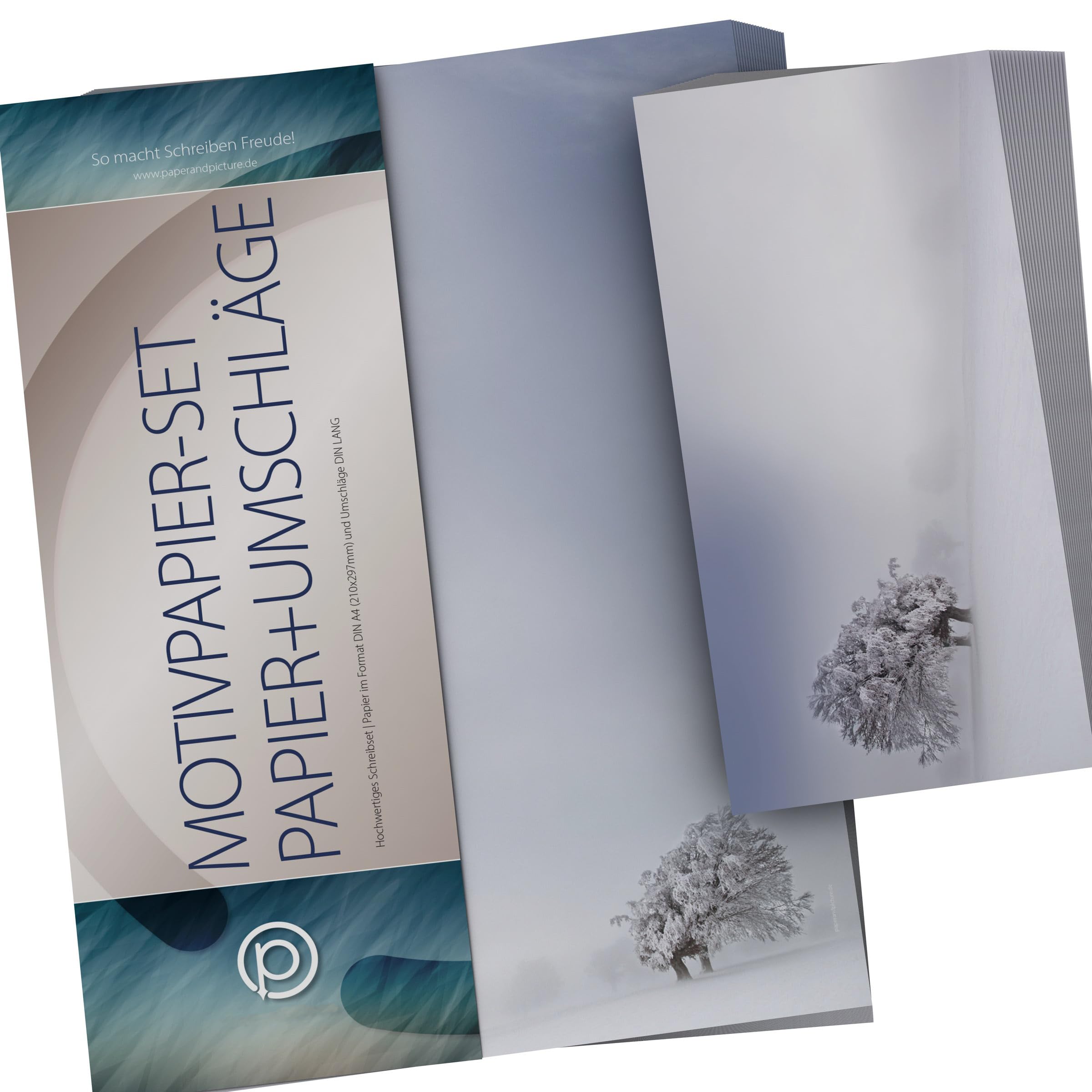 Weihnachtsbriefpapier-Set 100 Blatt A4 + 100 Kuverts ohne Fenster