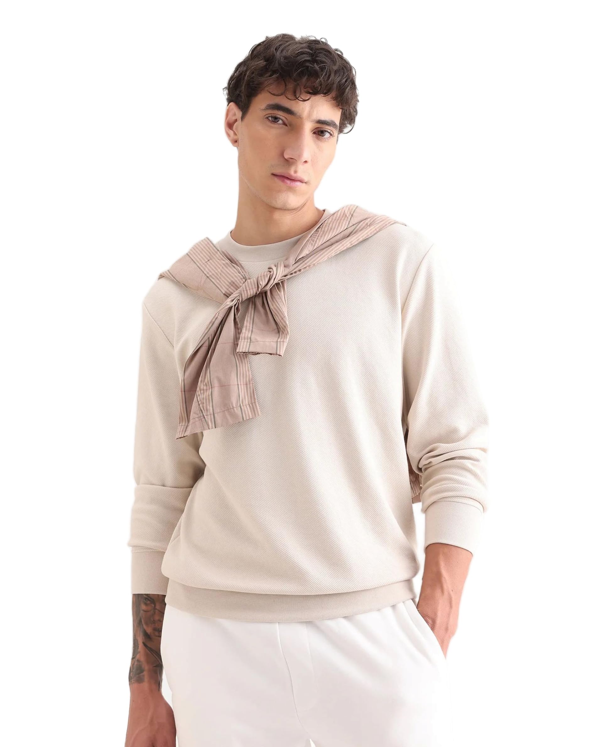 rare rabbit Men's Foy Regular Solid Cotton Crew Neck Long Sleeve Sweatshirt-picture-22