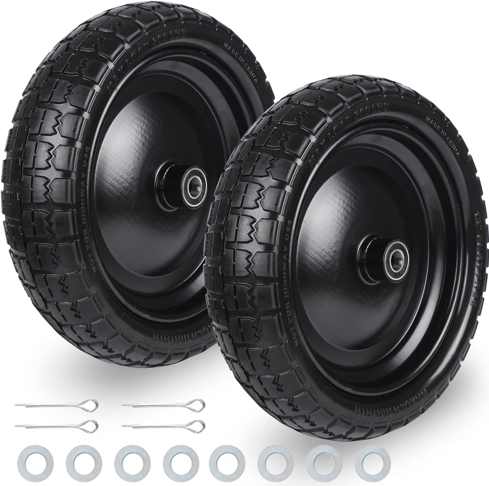 13'' Flatfree Solid Tire and Wheel for Gorilla Cart with 5