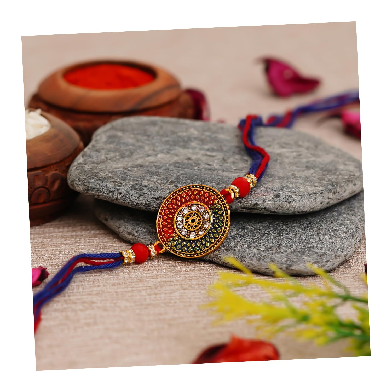 eCraftIndia Red, Blue Round Designer Rakhi with Roli Chawal Pack - Rakhi for Brother, Bhaiya, Bhai (B0B5DNKX76) Amazon Price History, Amazon Price Tracker