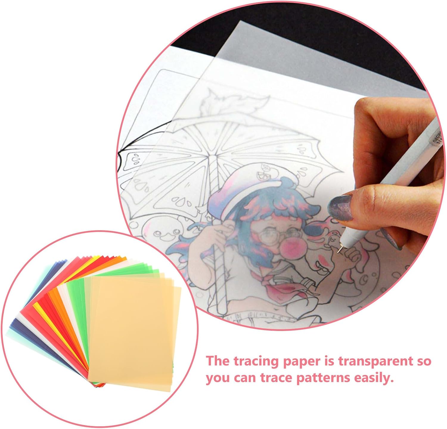 Colorful Tracing Paper Set 40Pcs Translucent Copy Paper for Printing