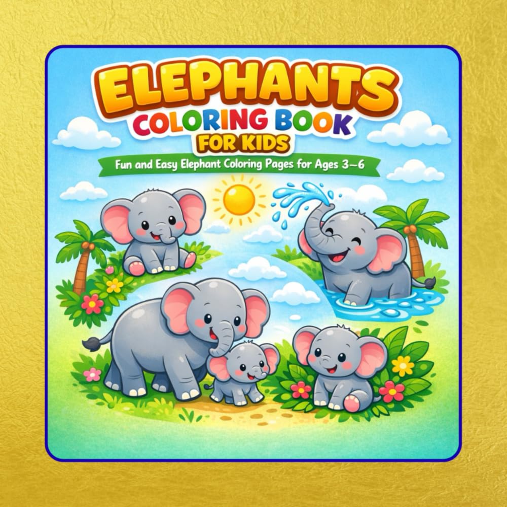 Elephants Coloring Book for Kids: Fun and Easy Elephant Coloring Pages for Ages 3–6