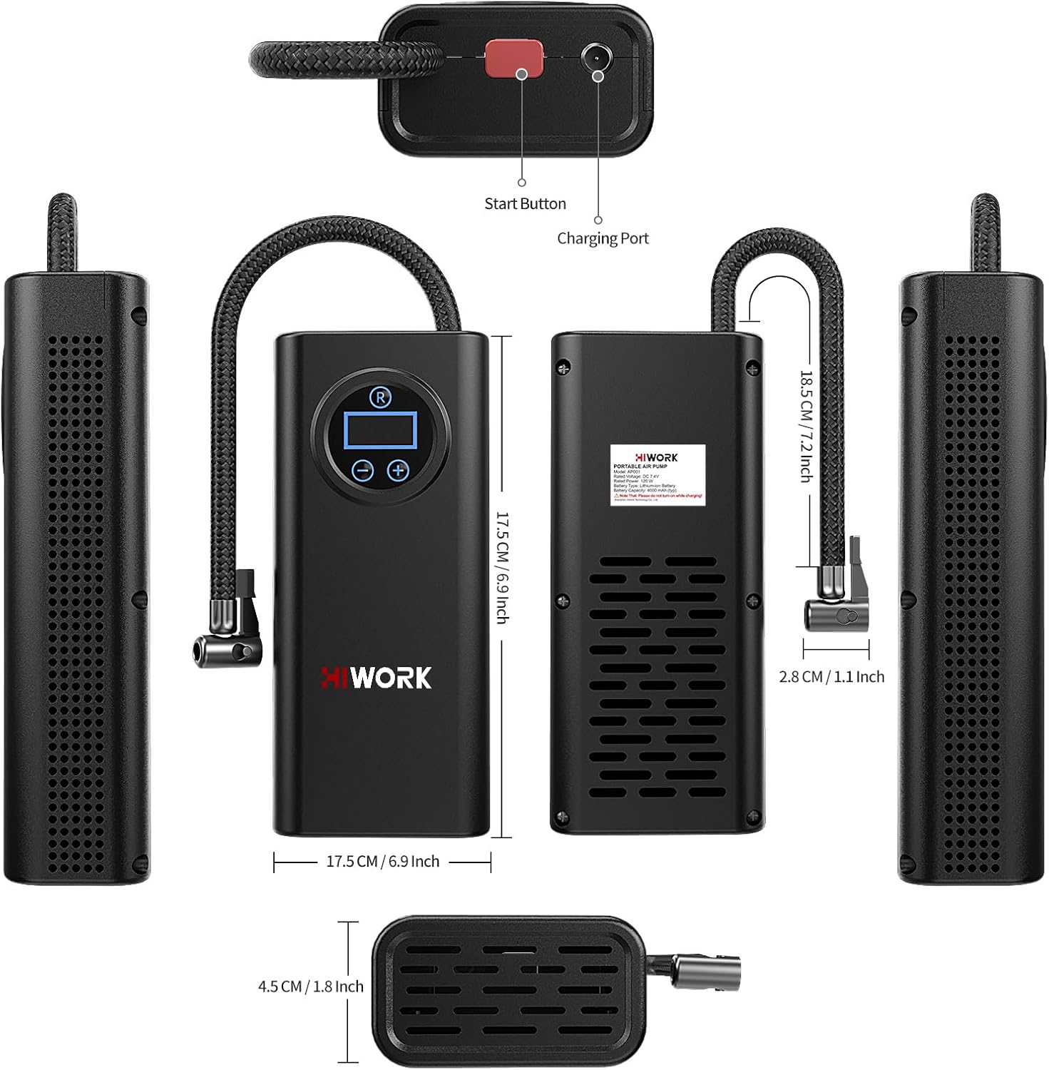 Air Compressor, Tire Inflator Portable Air Pump 150 PSI for Car Tires Bikes Balls Balloons and Other Inflatables with Digital Gauge Cordless Electric Inflator Rechargeable 4000 mAh Battery
