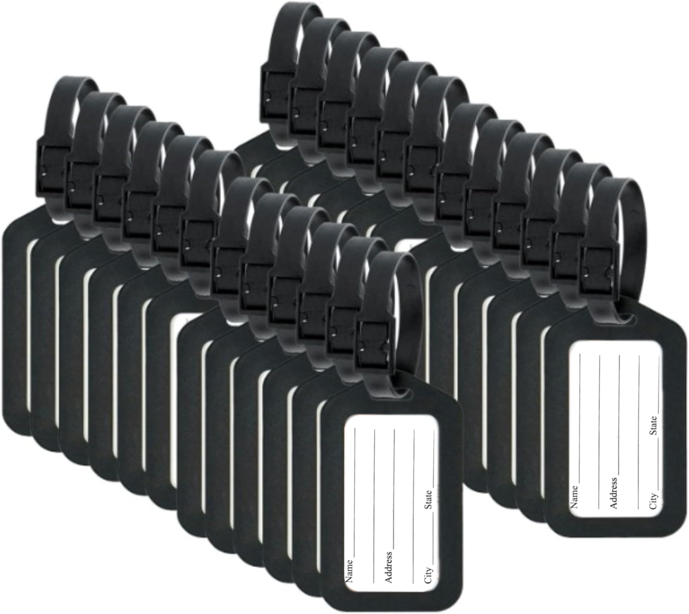Storite 24 Pack Luggage Tags With Strap, Smart Tags For Travel Suitcases, School Bags For Easily Identification Of Bags - Black, 24 Labels