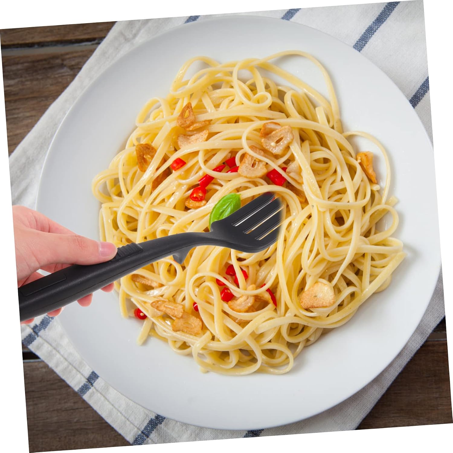 Silicone Pasta Fork, Reusable Cooking Food Fork for Families
