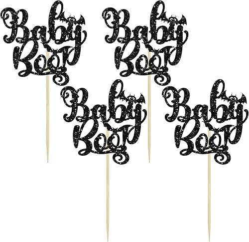 Miniatura 38 de Gyufise 24 piezas de decoración de magdalenas fantasmas – Purpurina blanca espeluznante Halloween Baby Shower Cupcake Picks para decoración