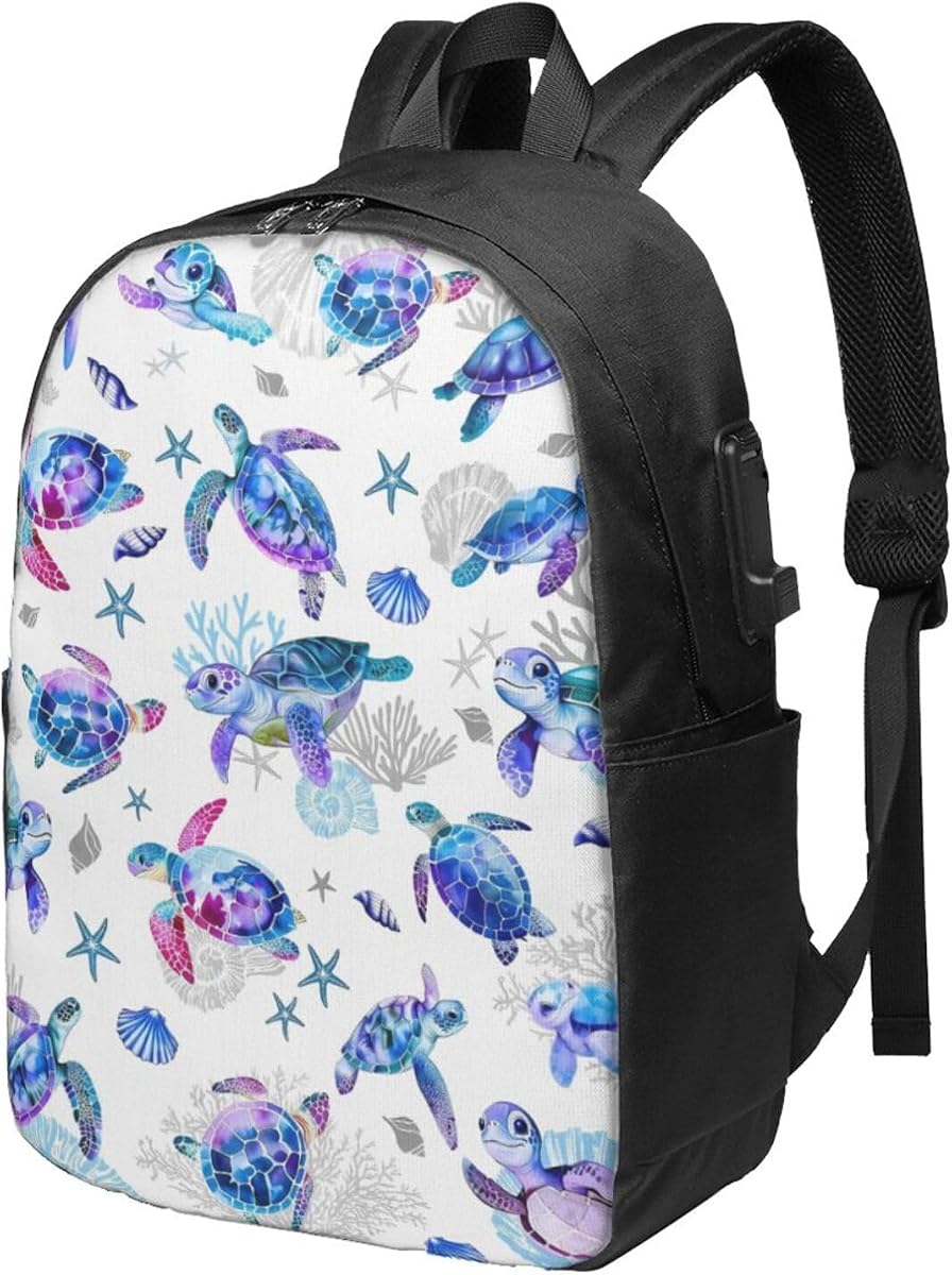 Mochila para ordenador portátil de 17 pulgadas, diseño de tortuga marina, grande, para viajes, negocios, ordenador, impermeable, antirrobo, para hombres, mujeres, viajes universitarios