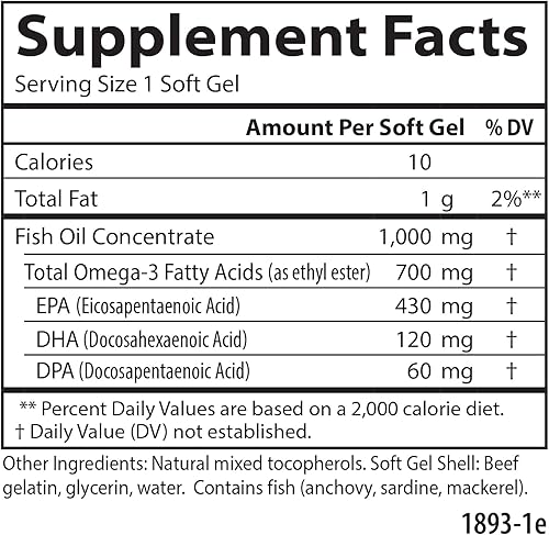 Miniatura 4 de Omega-3, 700 mg de omega-3, EPA, DHA, DPA, económico, capturado en la naturaleza, de origen sostenible, 60 geles blandos
