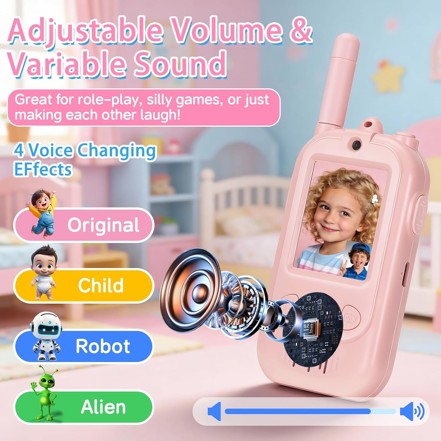 Video Walkie Talkies for Kids 2 Pack - WiFi No Internet Needed, 500m Range, Voice Changer & Picture-in-Picture, Rechargeable Kids Walkie Talkies for Indoor/Outdoor, Best Gift for Boys Girls - Image 4