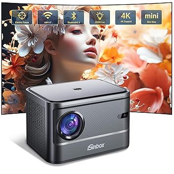 iSinbox Mini Projector Wifi6 Portable Projector Isinbox A40 Fhd 1080P Projector With Two-Way Bluetooth 5.3 Home Theater Projector Compatible With Ios/Android,Laptop,Tv Stick,Ps4/5,Hdmi,Usb