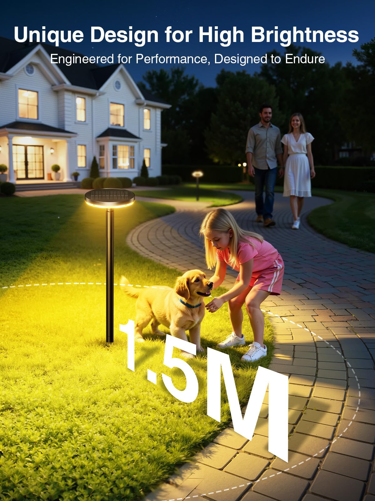 KOOPER - Luces solares de camino de 31 pulgadas de alto para exteriores, paquete de 6 luces solares de jardín ajustables de 180°, 2 modos de iluminación de 75 lm, iluminación de paisaje impermeable
