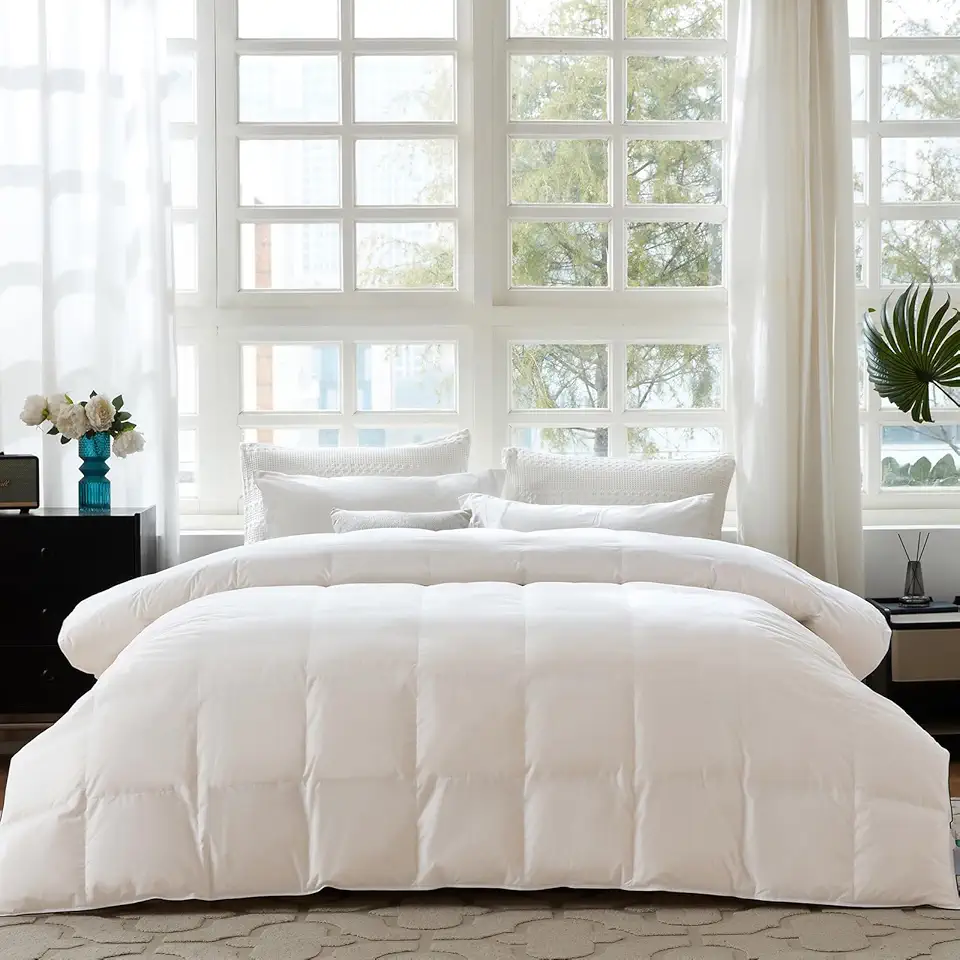 60% Goose Down Fiber Comforter Twin Size Luxurious Hotel Collection White Bedding Comforters All Season Medium Warmth Ultra Soft Fluffy 39 Oz Fill Weight (68"X90" White All Season)