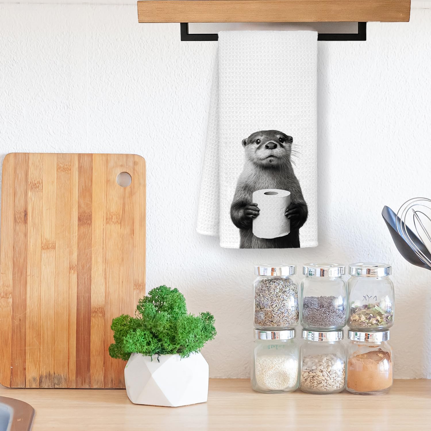 Funny Otter Dish Cloths Towels, Otters Lovers Gifts for Women Men, Otter Bathroom Decor, Funny Otters Animal Decorative Hand Towels for Bathroom Washroom Decor, 16x24 Inch image 2