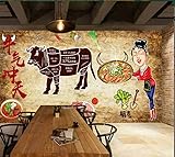 rskjdghshd Benutzerdefinierte 3D-Wandbild Tapete Snackbar Rindfleisch Innereien Rindfleisch Restaurant Spieße Weihrauch Hintergrundwand-200Cmx140Cm