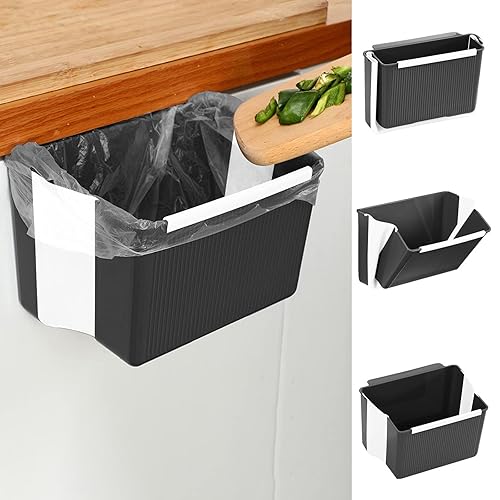 Basurero colgante, cubo de basura plegable para colgar alimentos, pequeño contenedor de basura de montaje en pared para puerta de gabinete de