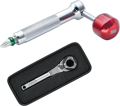 711L Lollipop Bit Driver Stainless Steel Red & EDC Ratchet Wrench MK2 Bundle Retractable Lever + Geared Thumb Wheel | 1/4" Hex Bit Driver Set