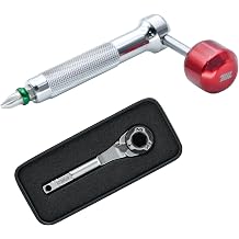 711L Lollipop Bit Driver Stainless Steel Red & EDC Ratchet Wrench MK2 Bundle Retractable Lever + Geared Thumb Wheel | 1/4" Hex Bit Driver Set