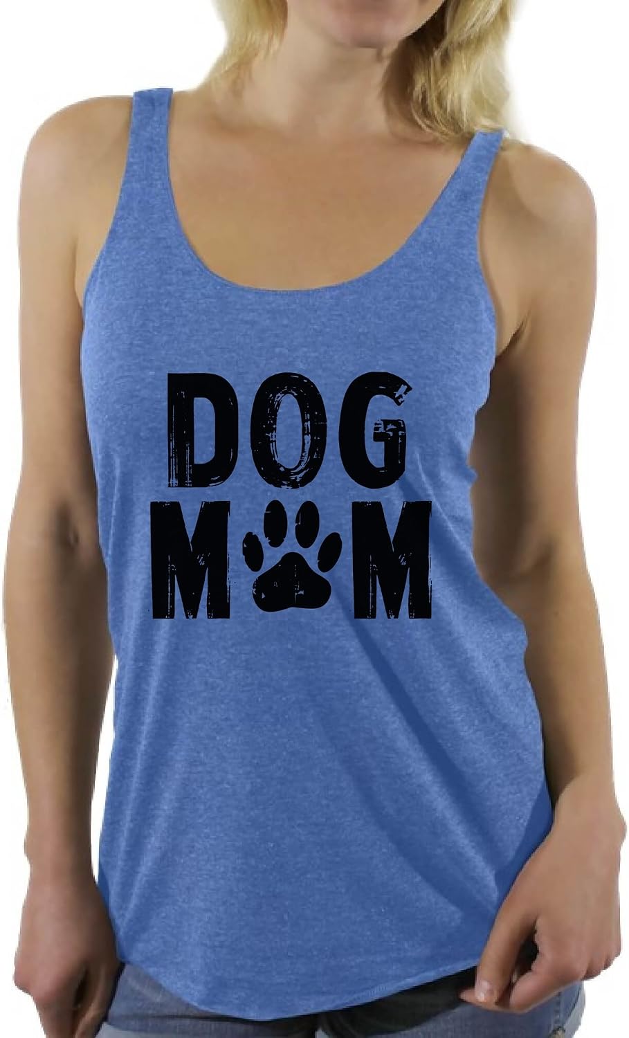Awkward Styles Women's Dog Mom Racerback Tank Tops Dog Lover Dog Paw Gift for Mom + Sticker Gift Blue M