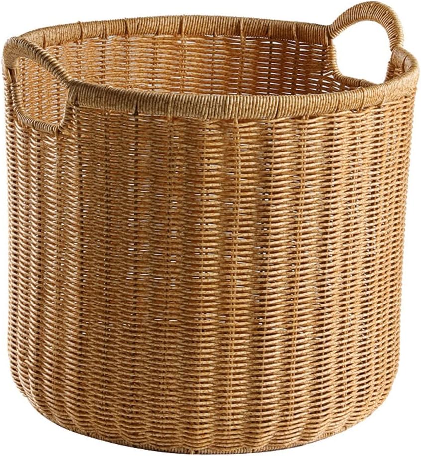 Dirty Clothes Basket Imitation Rattan Dirty Clothes Basket Hotel Bathroom Laundry Basket Dirty Clothes Storage Basket (Braun 38.5 * 33cm)