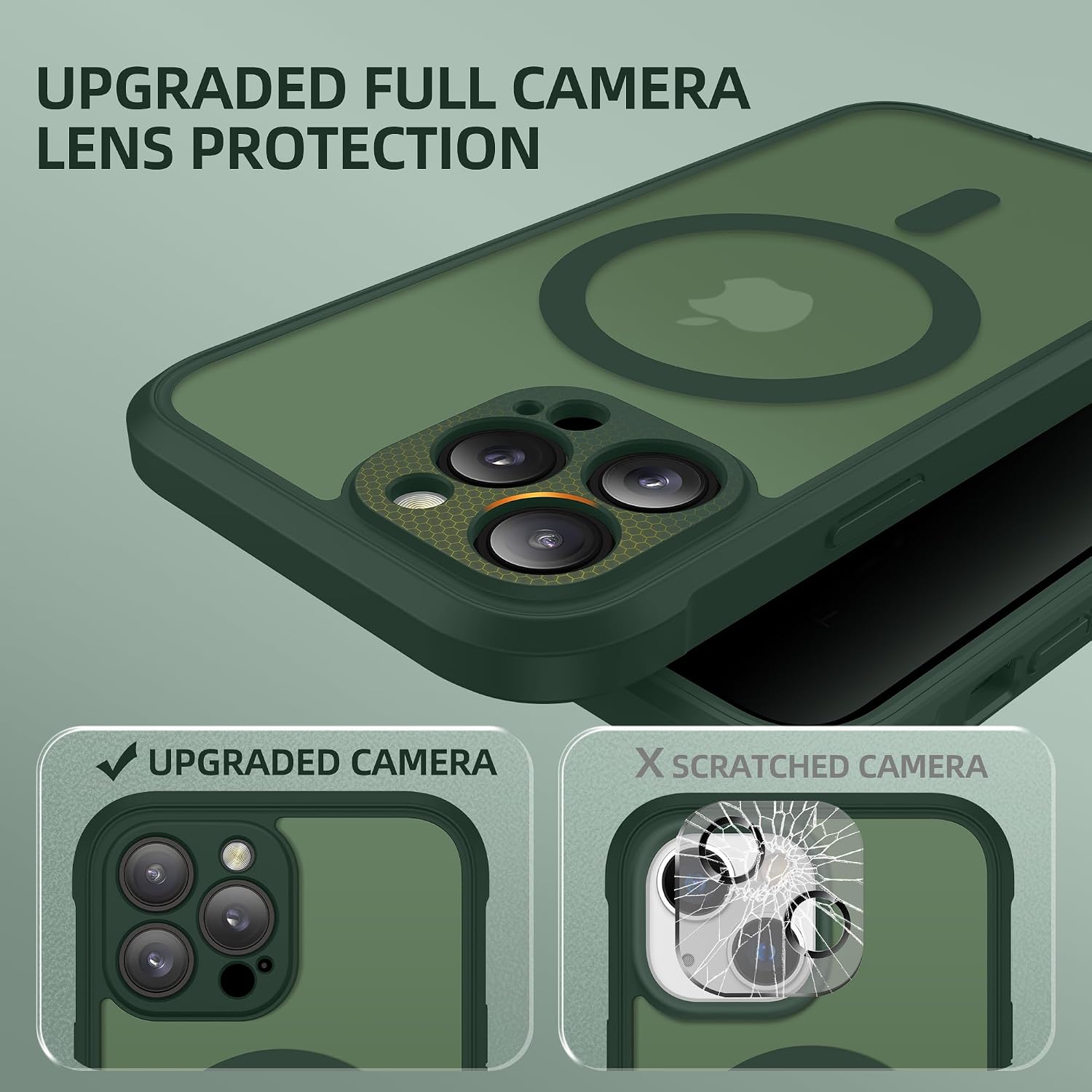  for iPhone 12 Pro Max Case, Compatible with Magsafe, Deep Green | Built-in Privacy Screen Protector, Full Camera Protection, Shockproof Full Body Translucent Matte Magnetic Phone Case 6.7" thumbnail