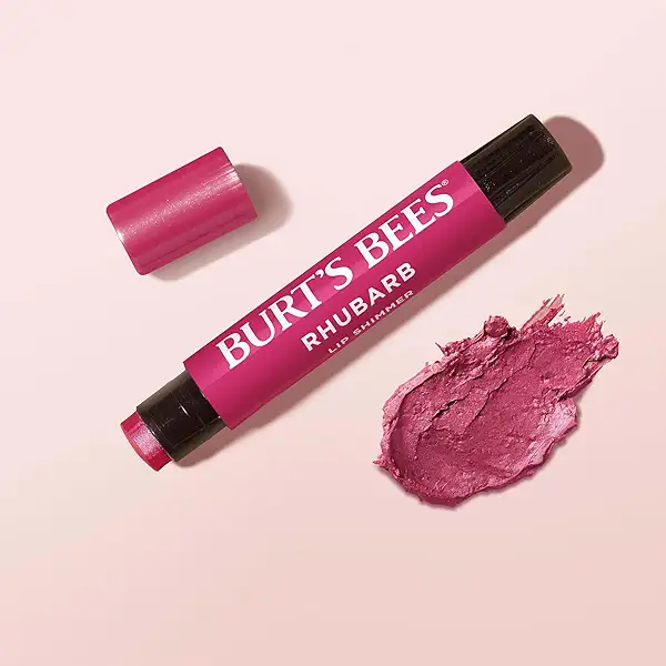 Burt's Bees Shimmer Lip Tint Stocking Stuffers Set, Tinted Lip Balm Stick, Moisturizing for All Day Hydration with Natural Glowy Pigmented Finish & Buildable Color, Rhubarb (1-Pack) 9