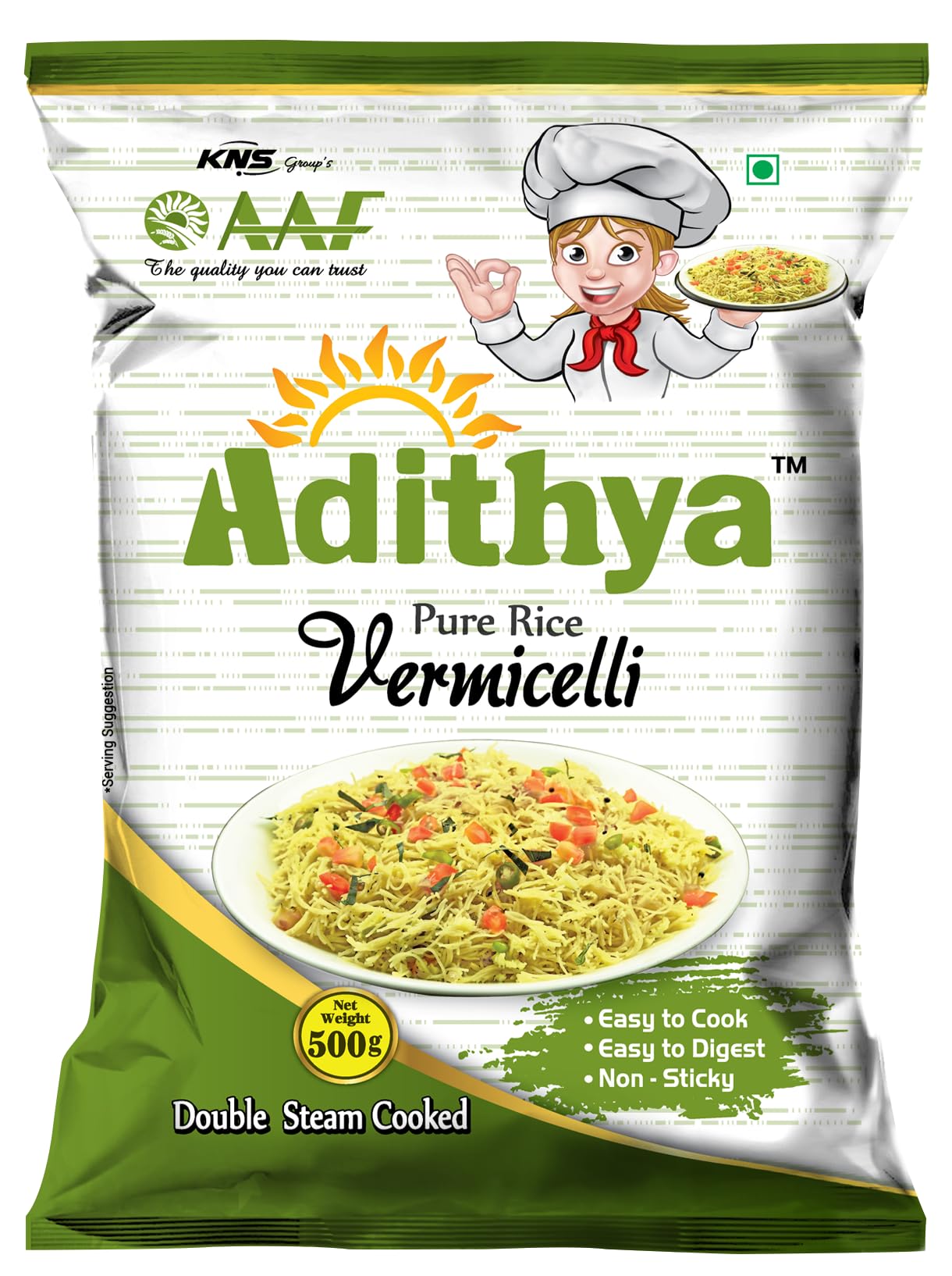 Adithya Pure Rice Vermicelli | Pure Rice Sevai | Instant Rice Noodles | Traditional Indian Style | Gluten-Free | No Maida | Ready in Minutes | 100% Natural | A++ Grade, 500g-image-9