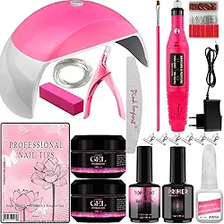 Kit Unha Gel Acrigel Fibra Para Iniciantes Completo Cabine estufa de Unhas e lixadeira elétrica Manicure Profissional