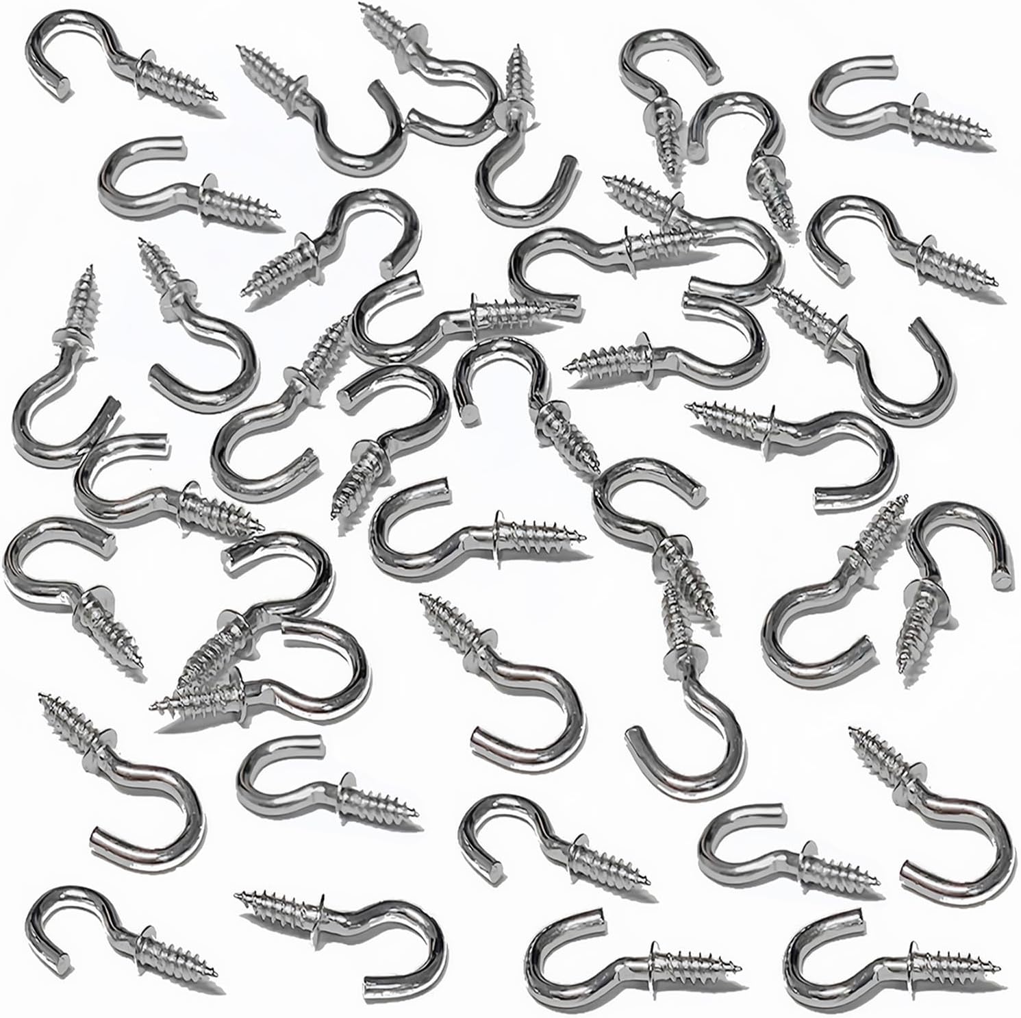 Hulless 100 Pcs 1/2 Inch Metal Cup Hooks Ceiling Screw Hooks for Attachment and Suspension, Silver