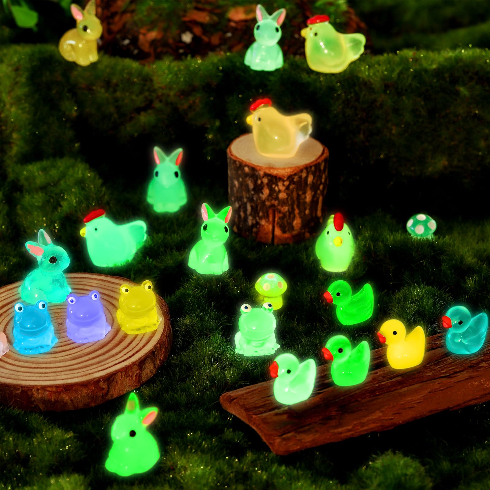 Mini Resin Animals 135 PCS Luminous Mini Resin Ducks - Glow In The