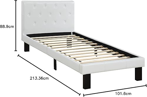 Miniatura 12 de Poundex - Cama tapizada de poliuretano, Vinilo Rosa,Blanco,https://www.amazon.com/dp/undefined