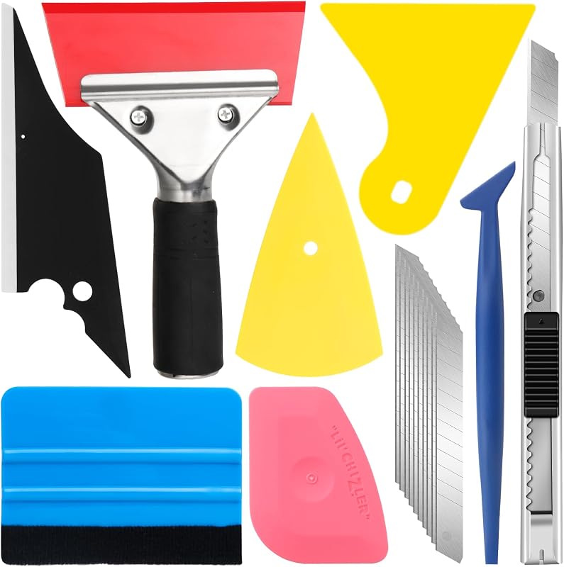 18 Pcs Window Tint Kit, Vinyl Wrap Tool Kit, Water Blades Tool | Professional Window Tint Tools & Squeegee for Vinyl- Complete Car Wrap Kit for Car Wrap, Stained Glass Window Film, Wallpaper