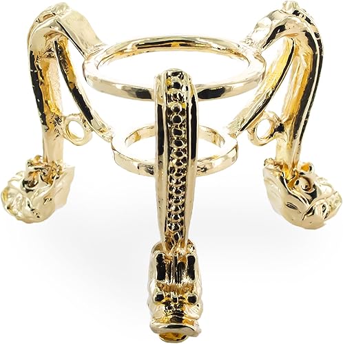 BestPysanky Pantalla de soporte de esfera de huevo de metal en tono dorado Quatrefoil