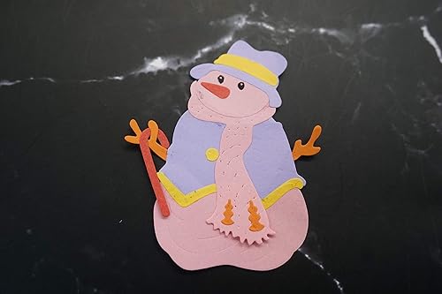 Miniatura 9 de Muñeco de nieve de metal con una bufanda y troqueles de muñeco de nieve de Navidad troquelados para plantillas en relieve, molde de plantilla para