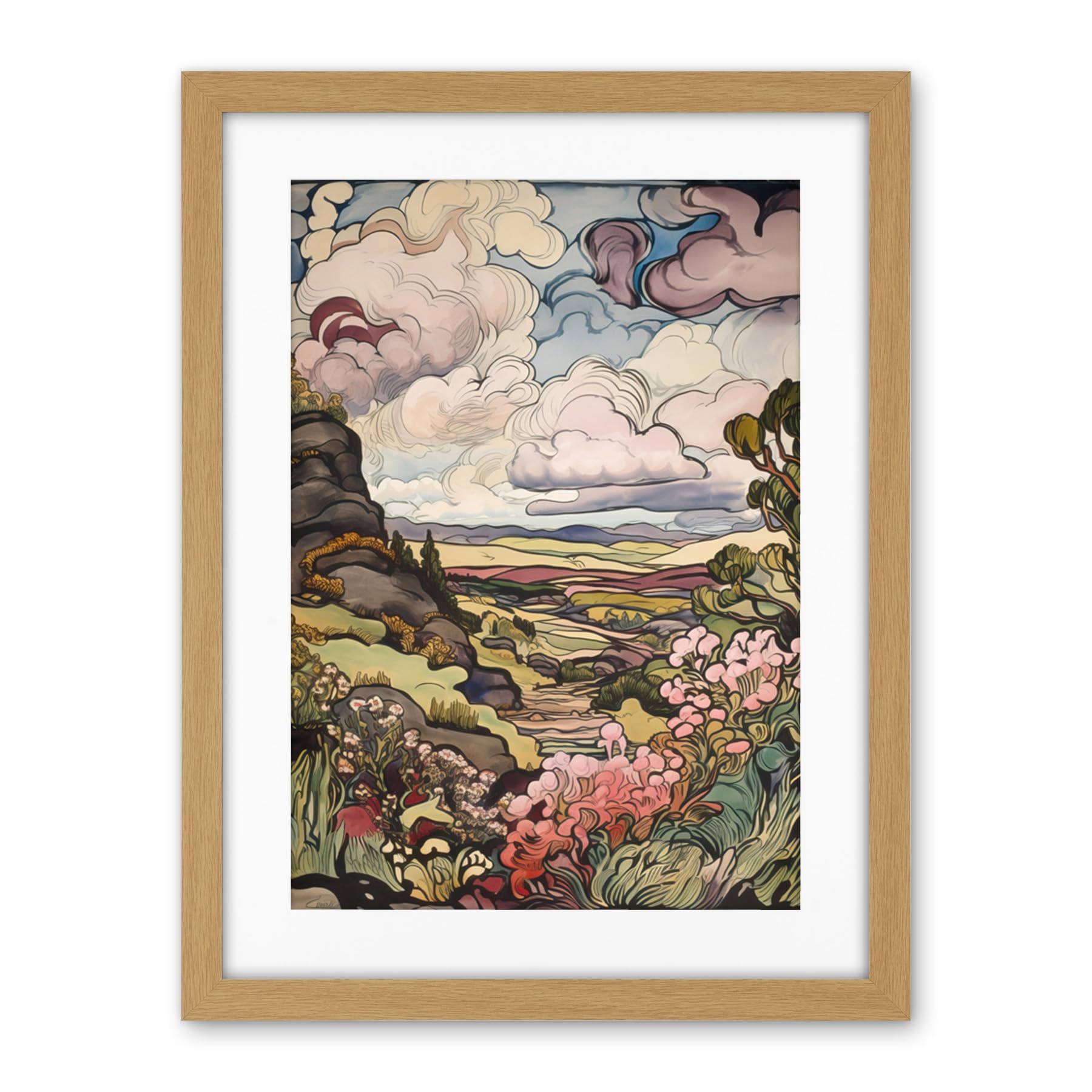 Artery8 A Wild Scottish Landscape on a Cloudy Day Artwork Framed Wall Art Print 18X24 Inch