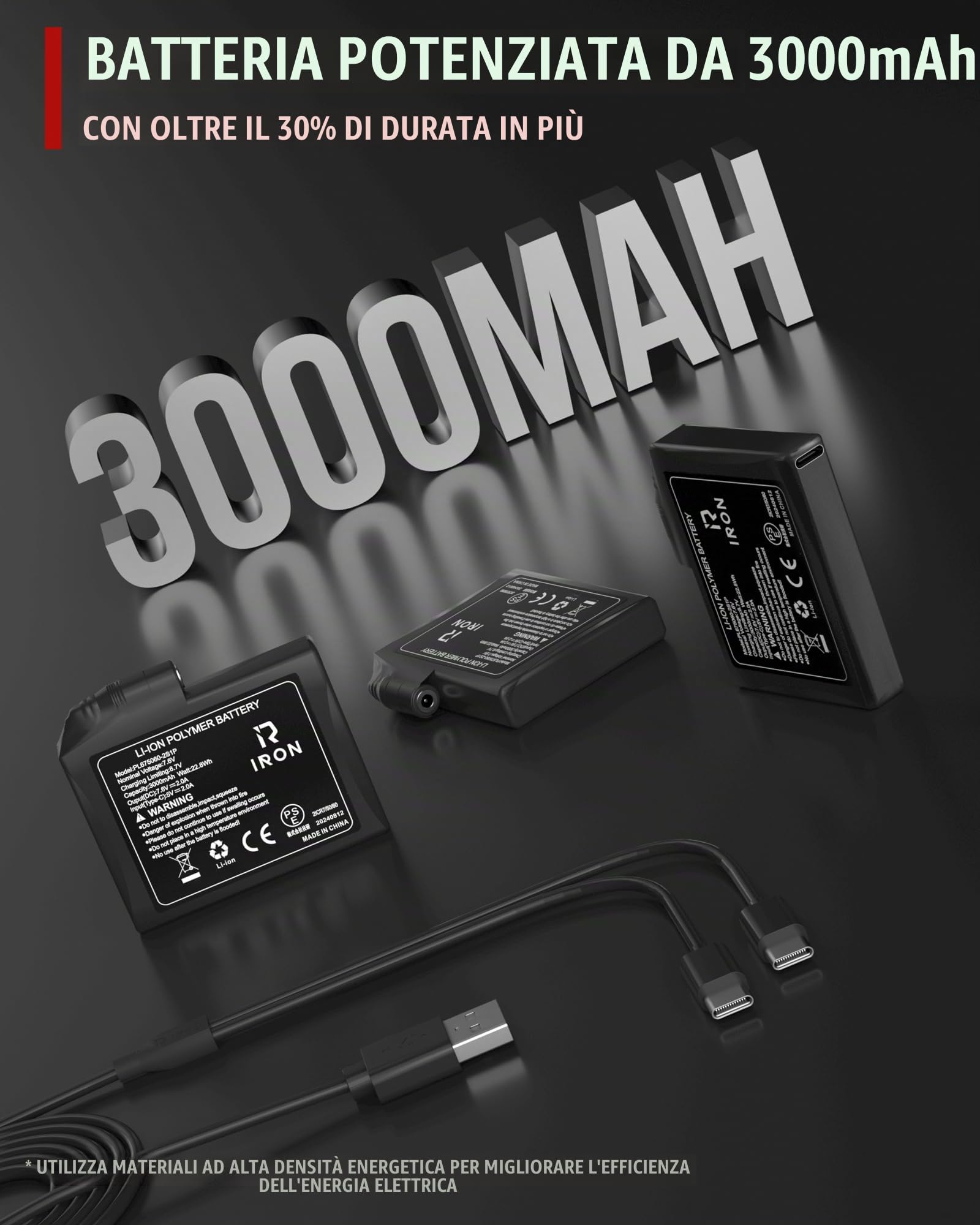 RIDEIRON Guanti Moto Riscaldati, Certificati CE, Touchscreen, Impermeabili | Riscaldamento fino alle punte, 3 livelli e modalità intelligente, batteria ricaricabile, per moto e inverno, modello: MG7501H