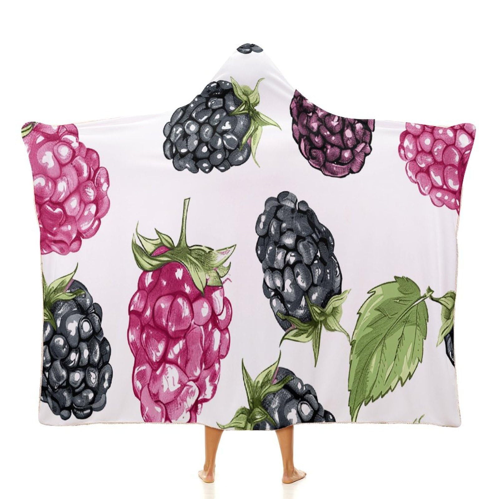 Cape à capuche motif mûre couverture cadeau idéal pour frileux