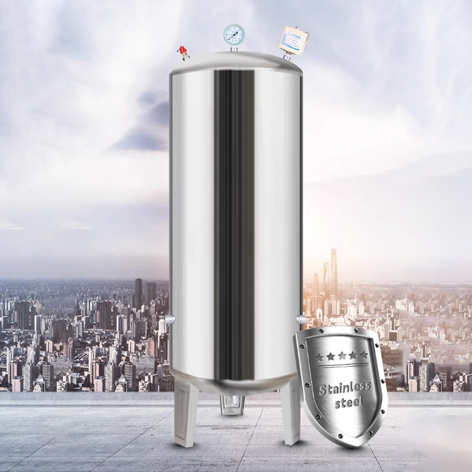 Tanque de almacenamiento de agua a presión de acero inoxidable para sistemas de pozos, tanques horizontales y verticales de gran capacidad para un suministro de agua fiable