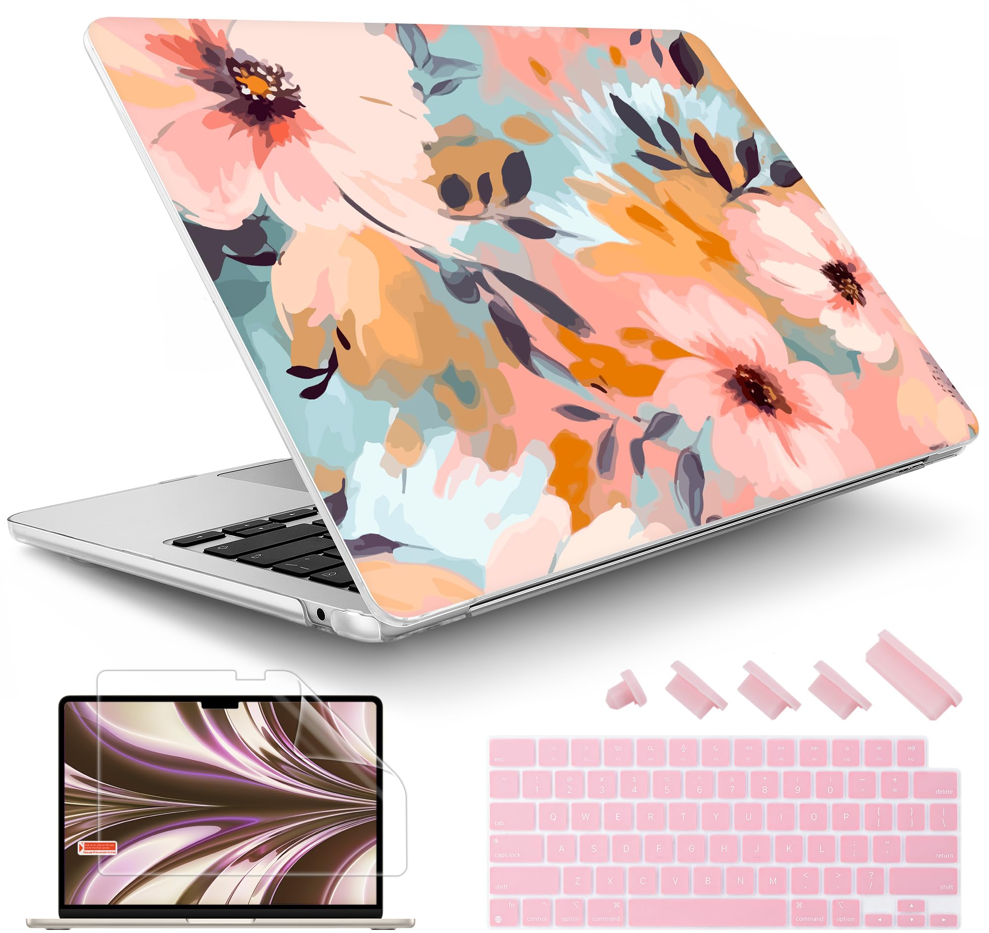 May Chen for MacBook Air 13.6 inch Case A3240 A3113 A2681 M4 M3 M2 Chip, 2025 2024 2023 2022 Release, Ultra-Thin Plastic Hard Shell Case for MacBook Air 13.6" with Retina Display, Spring Flowers